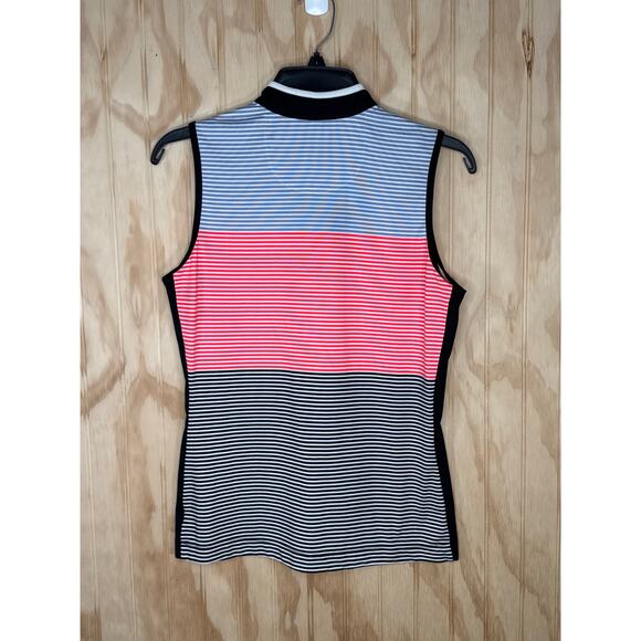 TAIL Sleeveless Stripe Colorblock Quarter Zip Golf Activewear Top Small - Picture 5 of 8